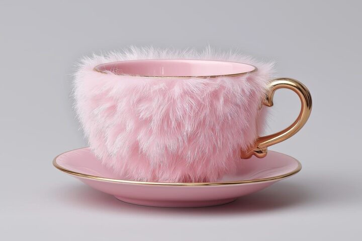 101921744 soft furry pink cup showcases unique design and playful aesthetics