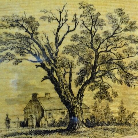 Burns Poetical Works, Old Kirk end tree transfer, Mauchline ware