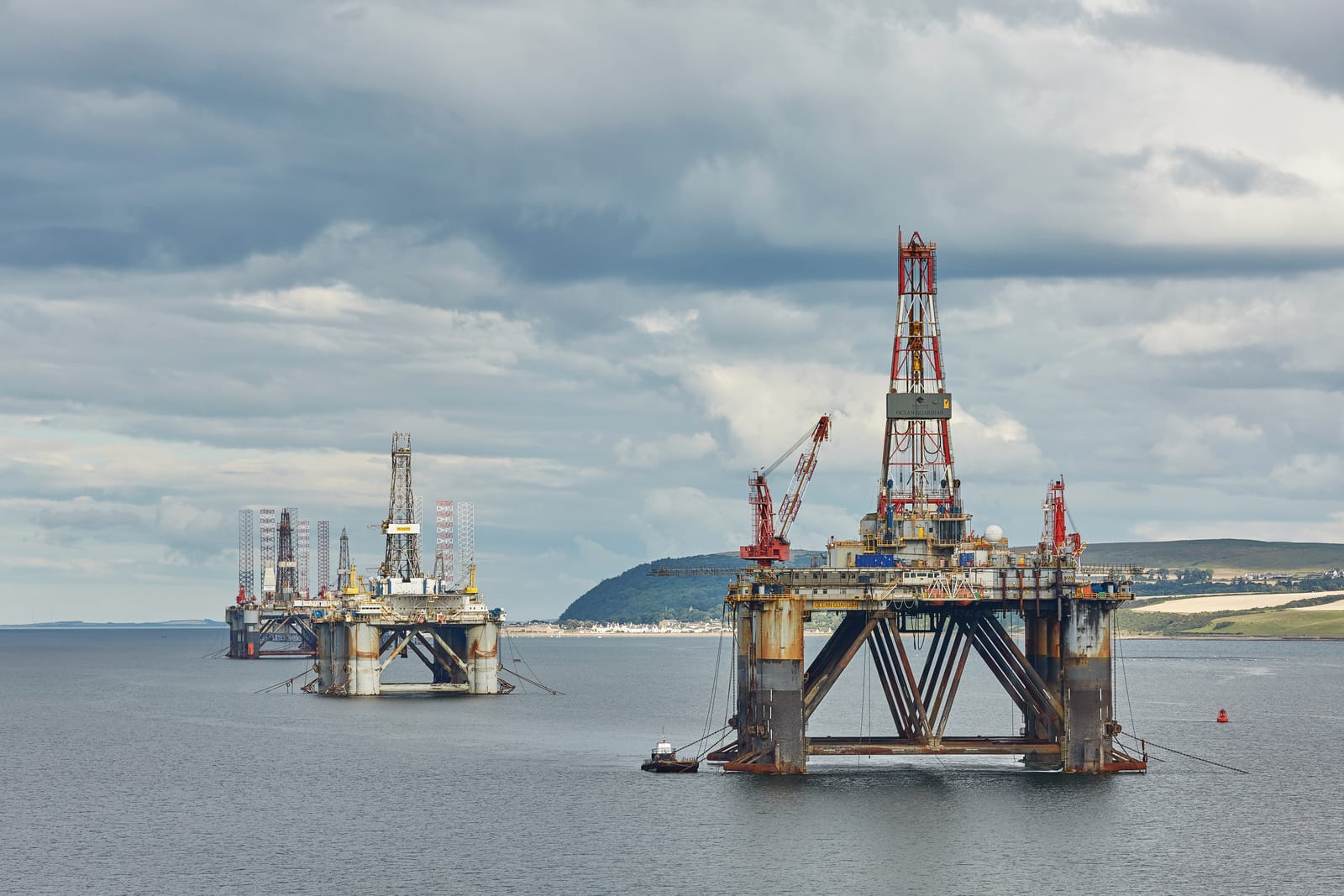 78050148 offshore oil rig drilling platforms off the coastline near invergordon in scotland